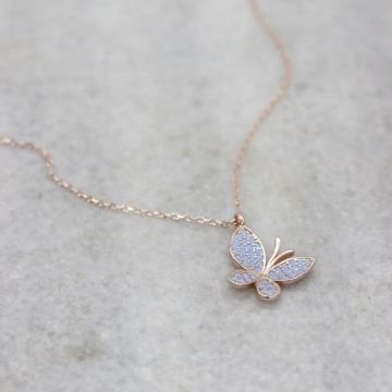 Turkuaz Kelebek Kolye