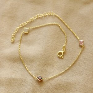 İnce Kare Taşlı Halhal