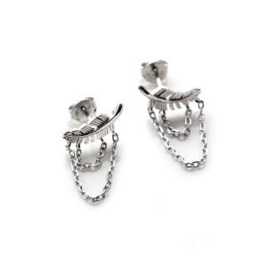 Çift Zincir Vidalı Tüy Küpe