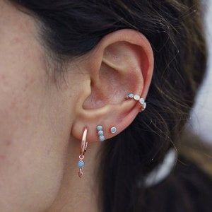 Mini Turkuaz Tektaş Küpe