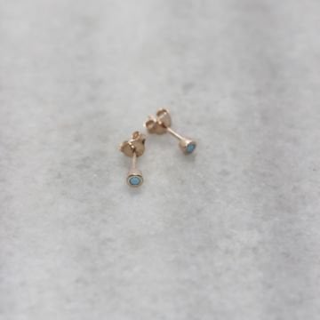 Mini Turkuaz Tektaş Küpe