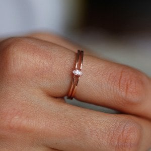 Double Halka Tektaş Yüzük