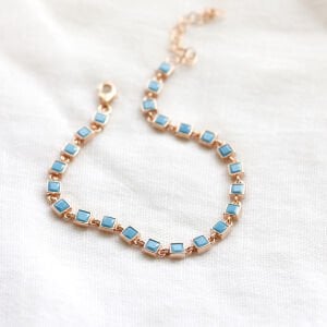 Sıralı Kare Turkuaz Bileklik