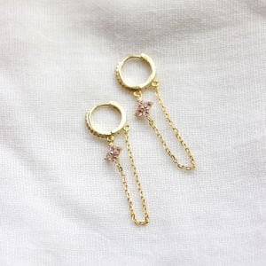 Lila Renkli Artı Halka Küpe