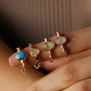 Pembe Kuvars Taşlı Yüzük