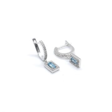 Mini Sallantılı Aqua Marin Baget Küpe