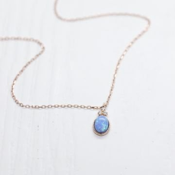 Opal Taşlı Oval Kolye