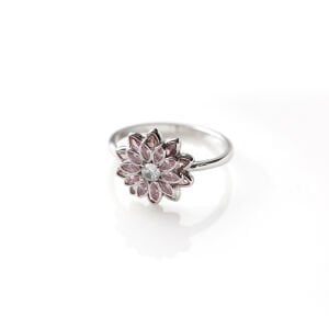 Pembe Taşlı Çiçek Yüzük (Ayarlanabilir)