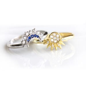 Hilal Güneş Motif İkili Kombin Yüzük