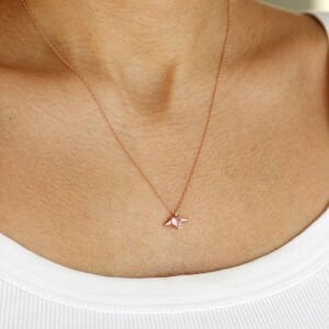 Pembe Kanat Kalp Kolye