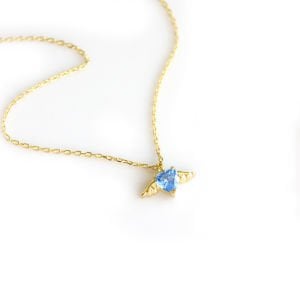 Aqua Marin Kanat Kalp Kolye