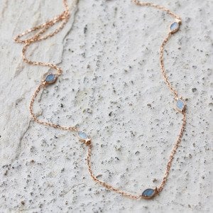 Turkuaz Mineli Sıralı Balık Kolye