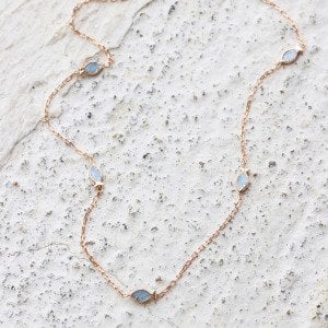 Turkuaz Mineli Sıralı Balık Kolye