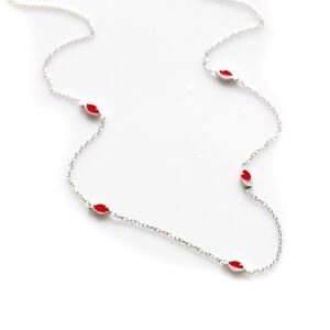 Kırmızı Mineli Sıralı Balık Kolye