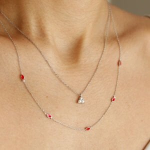 Kırmızı Mineli Sıralı Balık Kolye