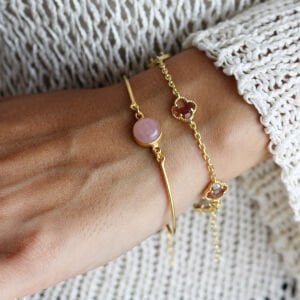 Pembe Kuvars Tel Bileklik