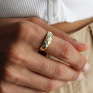 Kutup Yıldızı Detaylı Bombeli Yüzük (Ayarlanabilir)