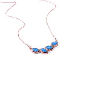 Dört Taş Markiz Turkuaz Kolye