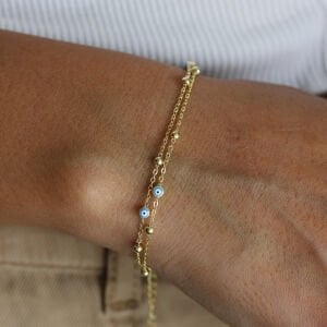 Çift Zincir Top Top Göz Bileklik