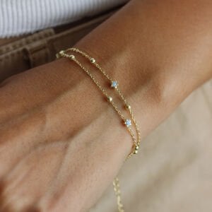 Çift Zincir Top Top Yıldız Göz Bileklik