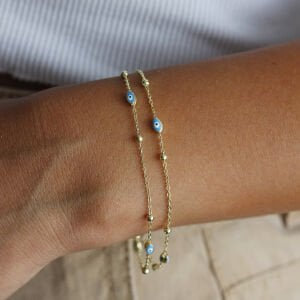 Çift Zincir Top Top Mekik Göz Bileklik