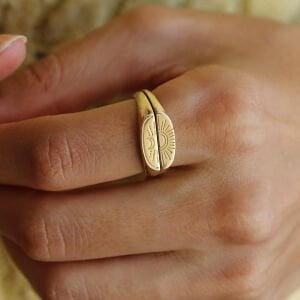 Güneş Hilal Motifli Kombin Yüzük