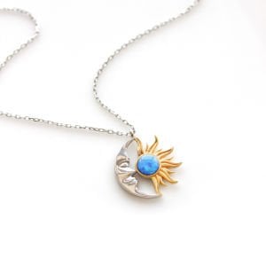 Hilal Güneş Opal Kolye