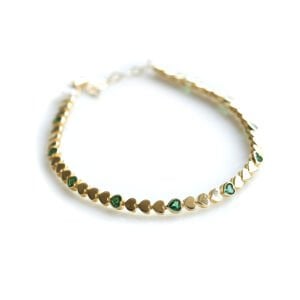 Sıralı Yeşil Kalp  Bileklik