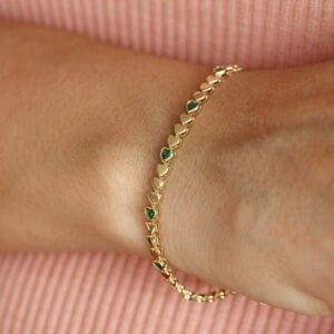 Sıralı Yeşil Kalp  Bileklik