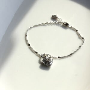 Ezme Pullu Zincirli Kalp Bileklik