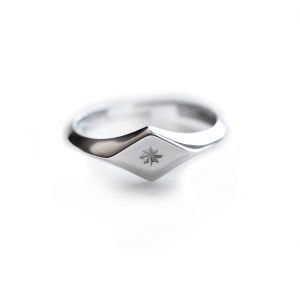 Mini Dörtgen Kutup Yıldızı Şovalye Yüzük