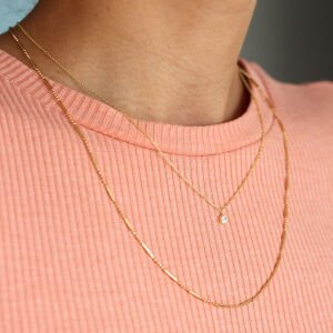 Mini Sıvama Tek Taş Kolye