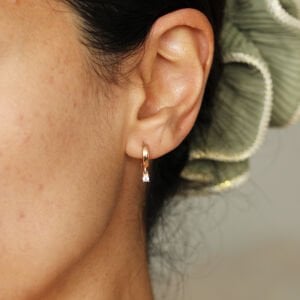 Mini Tek Taş Halka Küpe