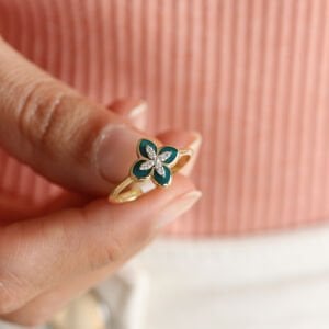 Mineli Yeşil Yonca Yüzük