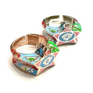 Renkli Mineli Şövalye Yüzük (Ayarlanabilir)