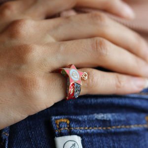 Renkli Mineli Şövalye Yüzük (Ayarlanabilir)