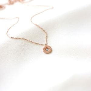 Mini Plaka Turkuaz Göz Kolye