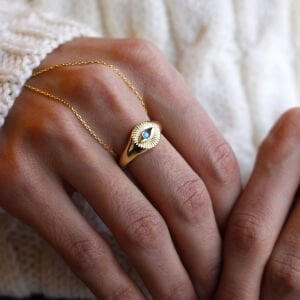 Turkuaz Göz Detaylı Yüzük