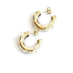 Taşlı Bombe Vidalı Halka Küpe