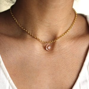 İnce Doc Choker Ay Taşı Hilal (33 +5cm)