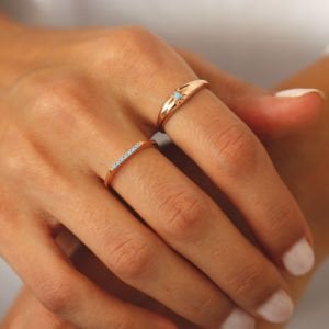 Turkuaz Kutup Yıldızı Bombeli Yüzük