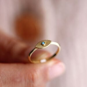 Turkuaz Taşlı Mekik Yüzük