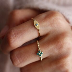 Turkuaz Taşlı Mekik Yüzük