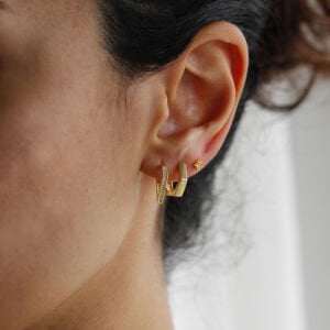 Altıgen Mini Halka Küpe