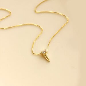 Oval Taşlı Tasarım Külah Kolye