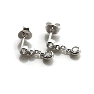 Sallantılı Mini Sıvama Taşlı Vidalı Küpe