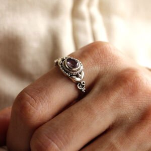 Boho Style Ametist Tasarım Yüzük