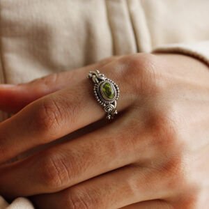 Boho Style Yeşil Taşlı Tasarım Yüzük