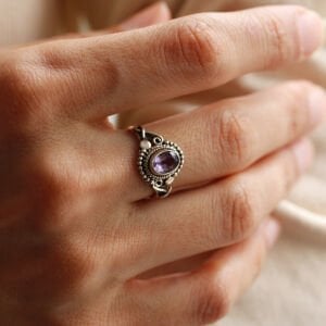 Boho Style Ametist Tasarım Yüzük II
