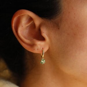 Tasarım Yeşil Baget Sallantılı Halka Küpe